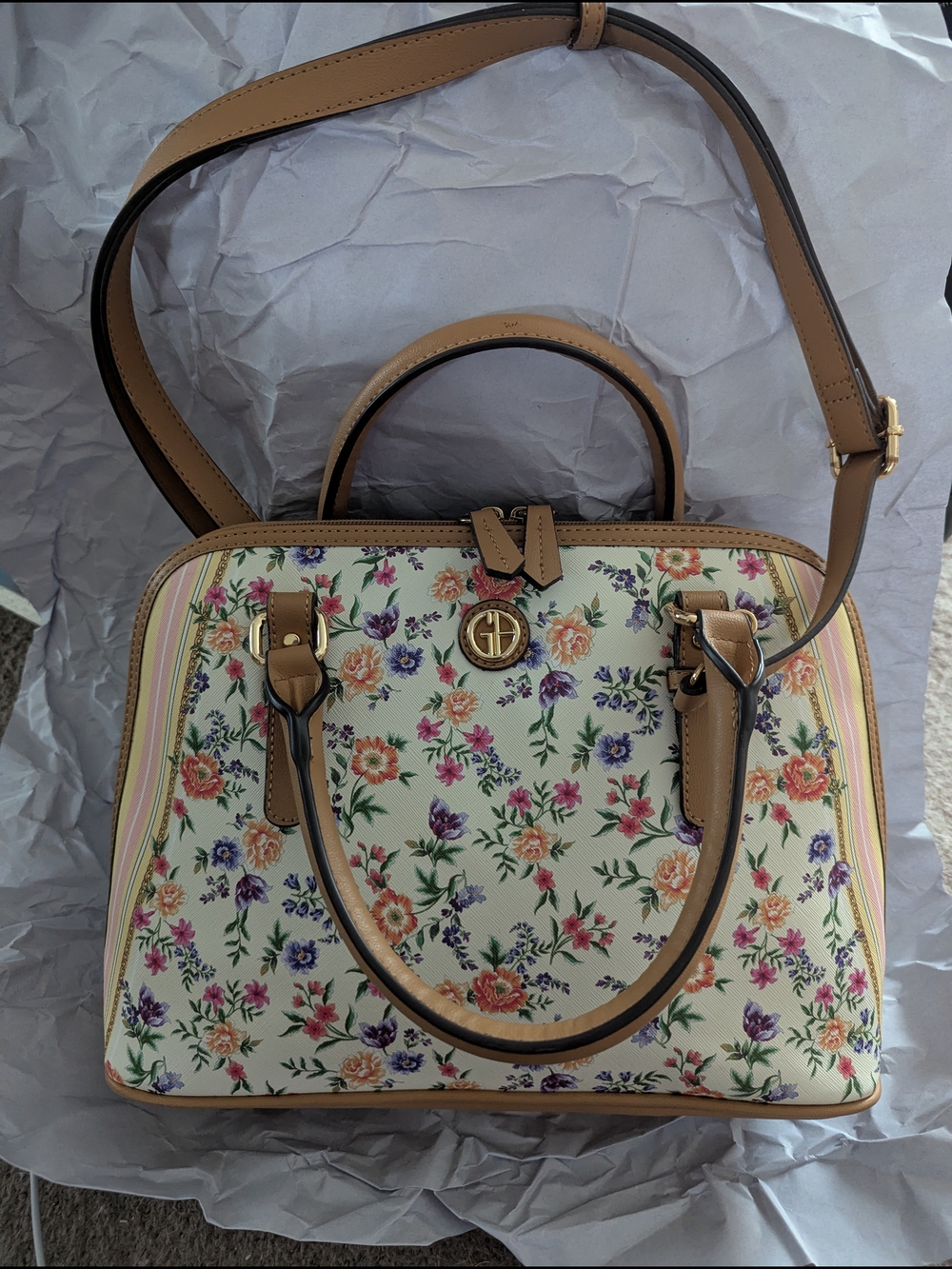Crossbody Dome Satchel Large Floral Print - Picture 2 of 13